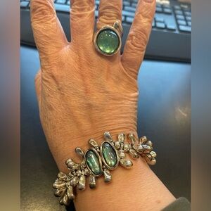 Spanish Ciclón silver ring and stretch bracelet